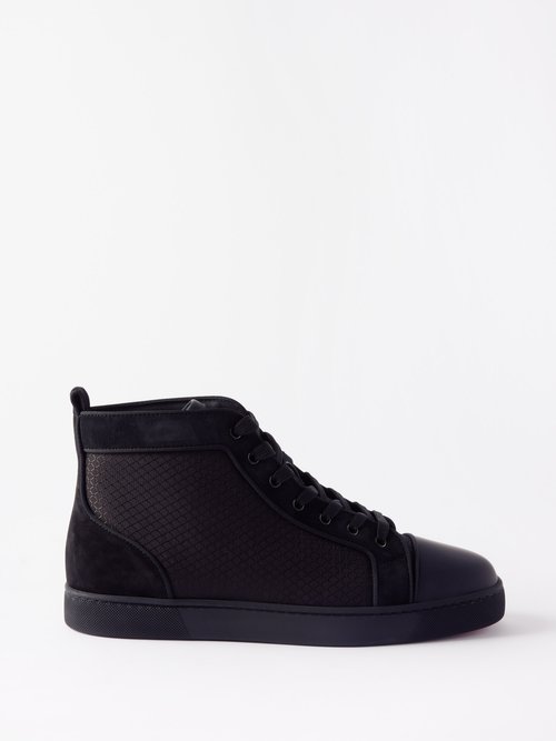 Christian Louboutin Men's Studded Metallic Leather High-Top