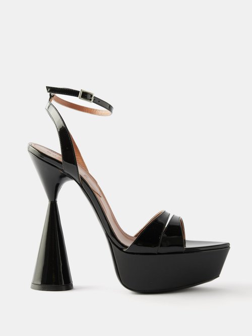 d'accori - skye 130 platform patent-leather sandals womens black