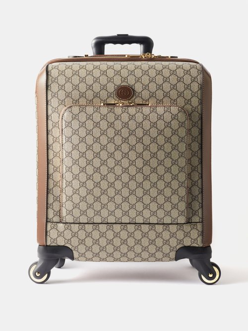 Gucci Gg Supreme Small Carry-on Suitcase In B.eb/brown Sugar