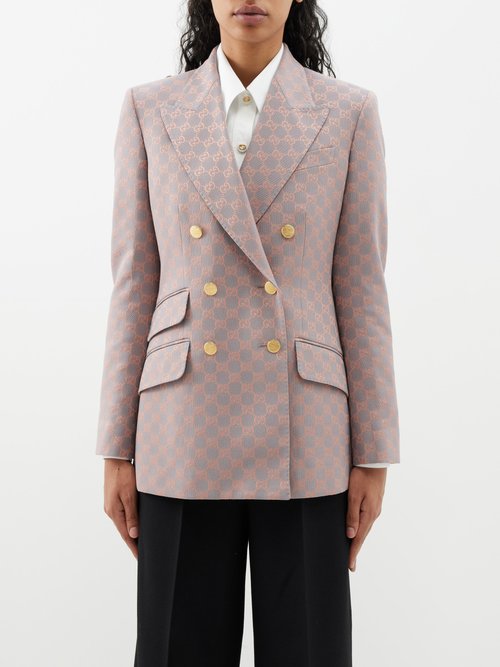 Gucci Double-breasted Gg-jacquard Cotton-blend Jacket | Smart Closet