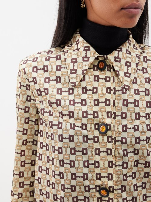 Gucci Horsebit print nylon coat