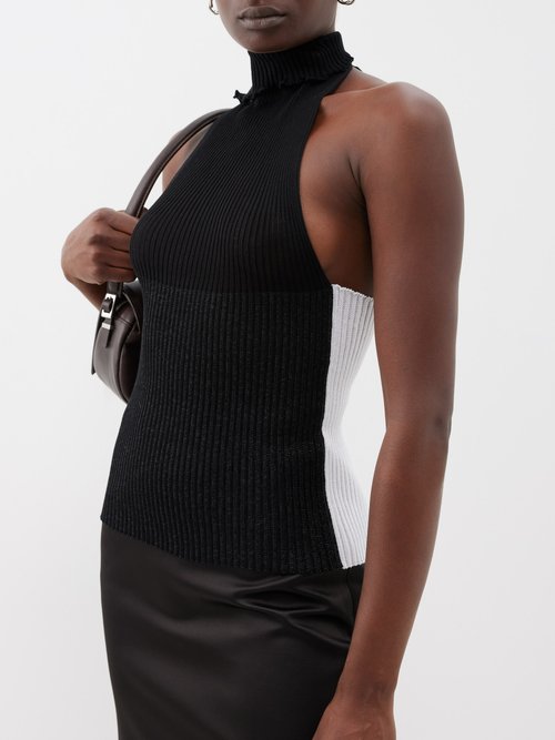 A. Roege Hove Emma High-neck Cotton-blend Top In Black | ModeSens