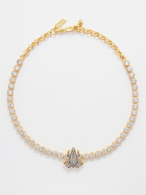 Begüm Khan Frog Crystal & 24kt Gold-plated Tennis Necklace