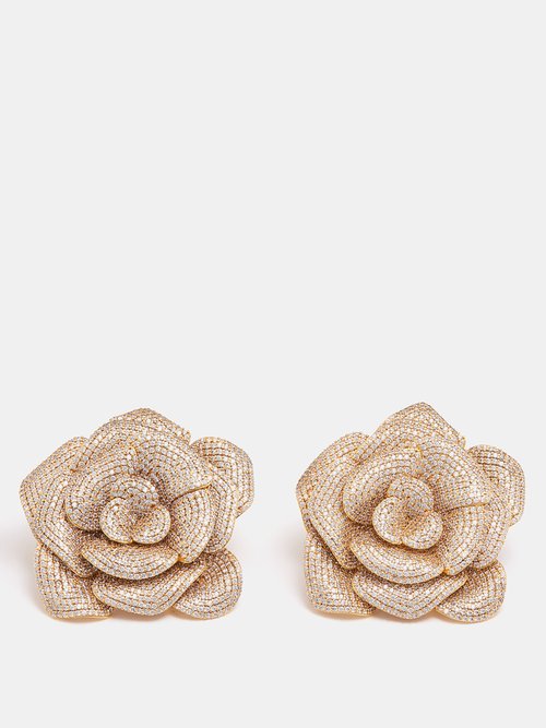 Begüm Khan La Rosa Crystal 24kt Gold-plated Clip Earrings