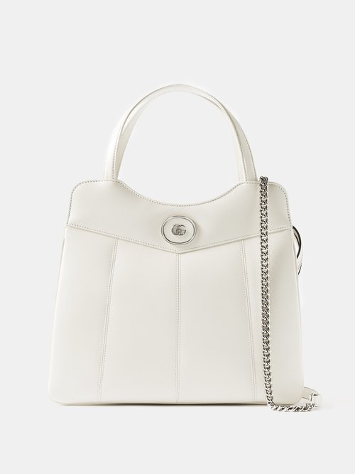Gucci Petite Gg Leather Shoulder Bag In Mystic White