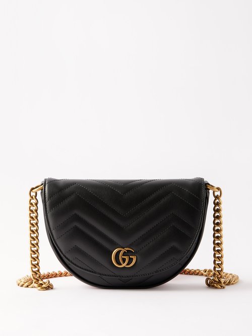Gucci GG Marmont Round Shoulder Bag Mini Black in Matelasse Leather with  Antique Gold-tone - GB