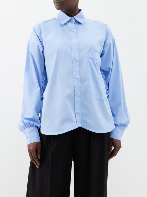 kika vargas - daphne ruffled cotton shirt womens blue