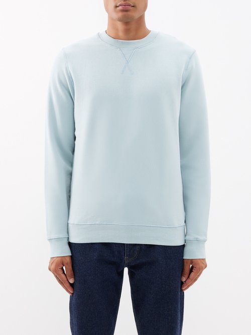 sunspel - cotton-jersey sweatshirt mens blue