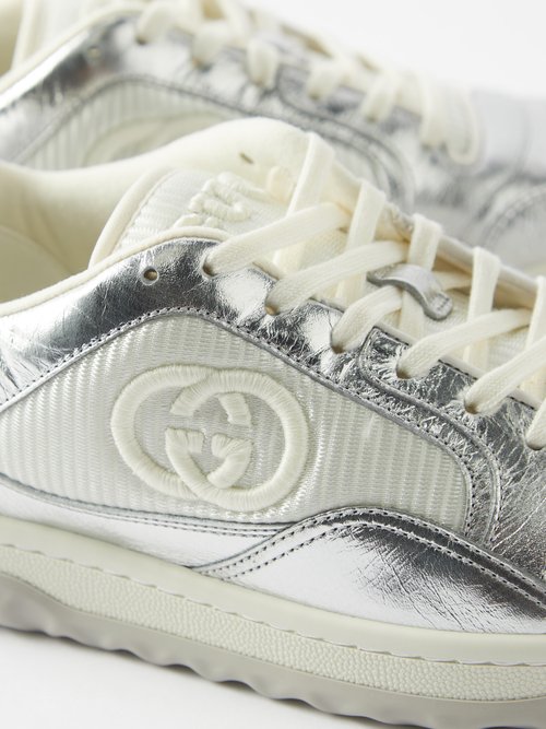 MAC 80 Metallic Leather Sneakers in Silver - Gucci
