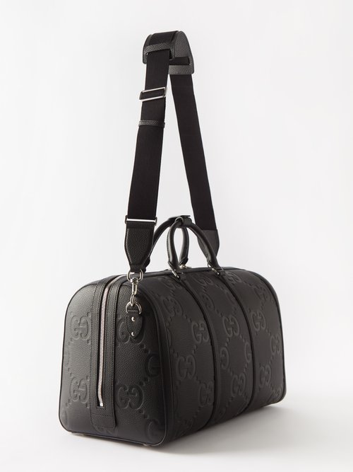 GG Embossed Leather Duffel Bag in Black - Gucci