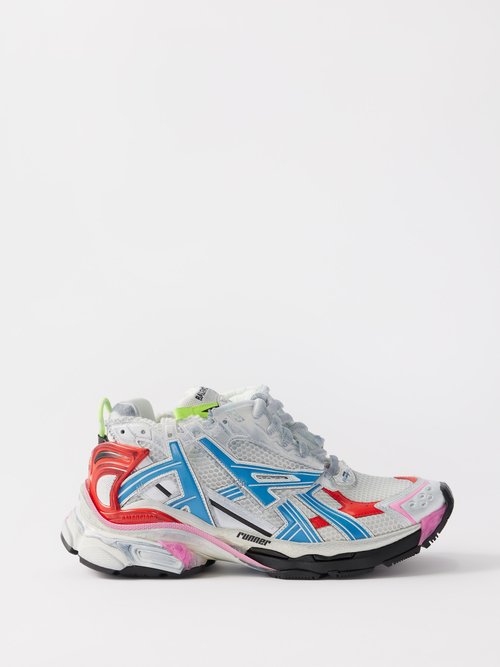 Shop Balenciaga Runner Mesh And Faux-leather Trainers In Multi