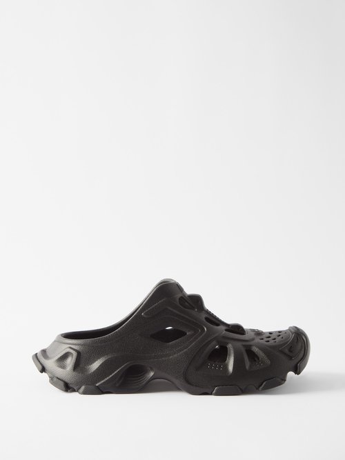 Balenciaga - Hd Cutout Rubber Mule - Mens - Black | The Hoxton Trend