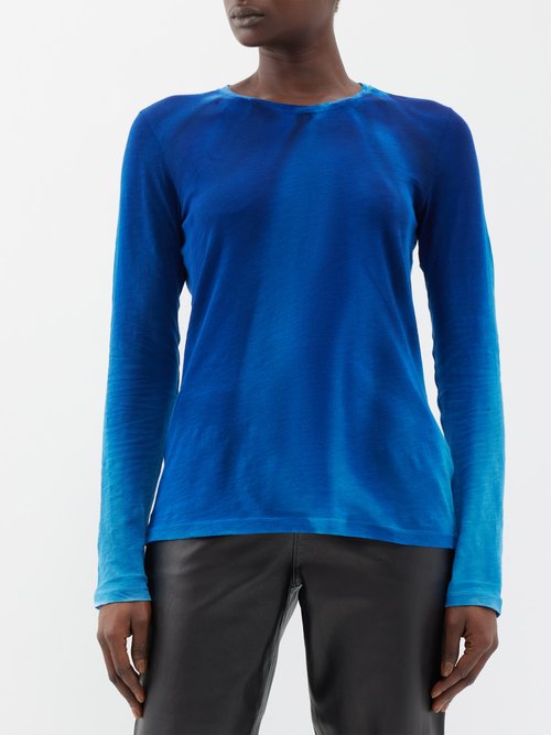 proenza schouler - ice dyed cotton-jersey t-shirt womens blue
