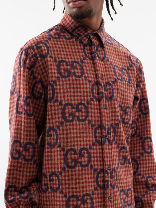 Maxi GG gingham wool shirt