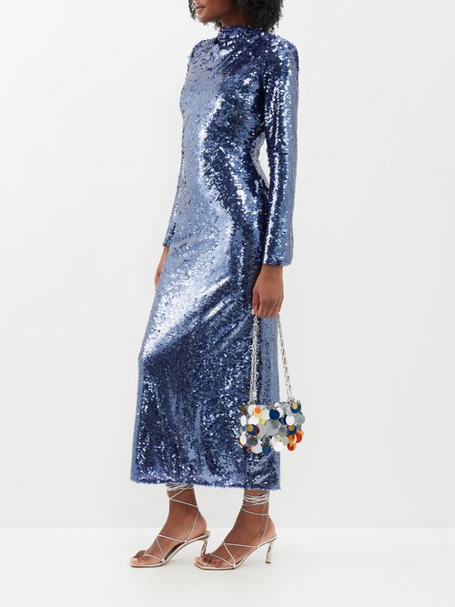 Back-cutout Sequinned Midi Dress