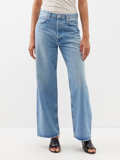 Agolde Low Slung Baggy Wide-leg Organic-blend Jeans In Blue