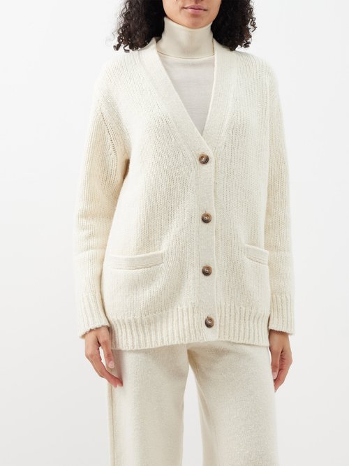 polo ralph lauren - oversized wool rib-knit cardigan womens cream