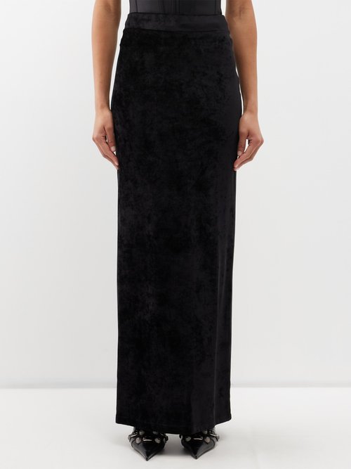 Balenciaga Velvet Maxi Skirt In Black