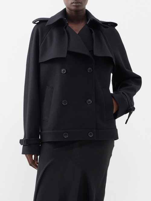 nili lotan - amaury double-breasted felted wool-blend jacket womens black