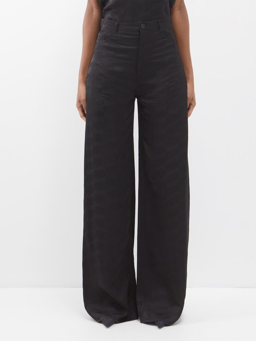 Balenciaga - Bb-jacquard Low-rise Twill Trousers - Womens - Black