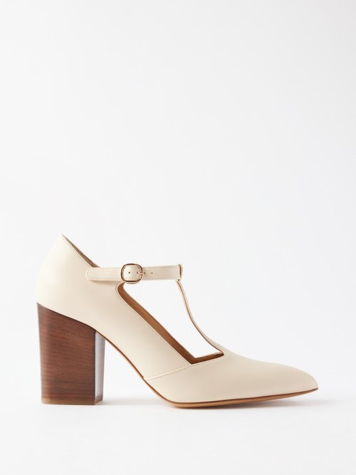 gabriela hearst - triana 75 block-heel leather sandals womens cream