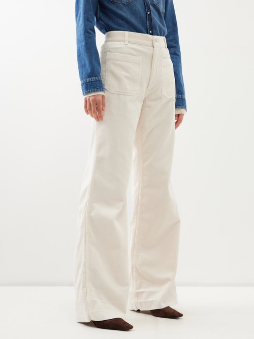 Fortela Joelle Cotton-corduroy Wide-leg Trousers In Cream