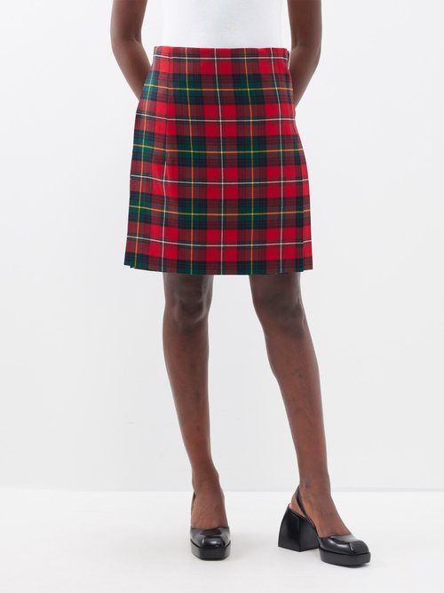 Comme des Garçons Girl Tartan-check Wool-twill Pleated Skirt