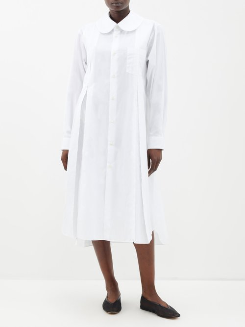 Comme Des Garçons Comme Des Garçons - Pleated Cotton Midi Shirt Dress ...