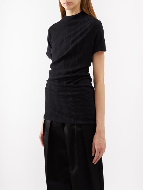 Khaite Helene Panelled Ribbed-knit Top In Black