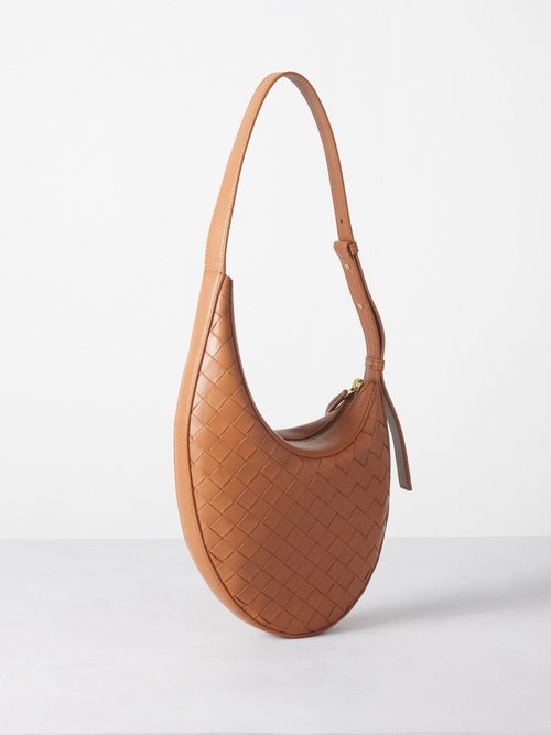 Bottega Veneta Brown Intrecciato-Trimmed Shoulder Bag