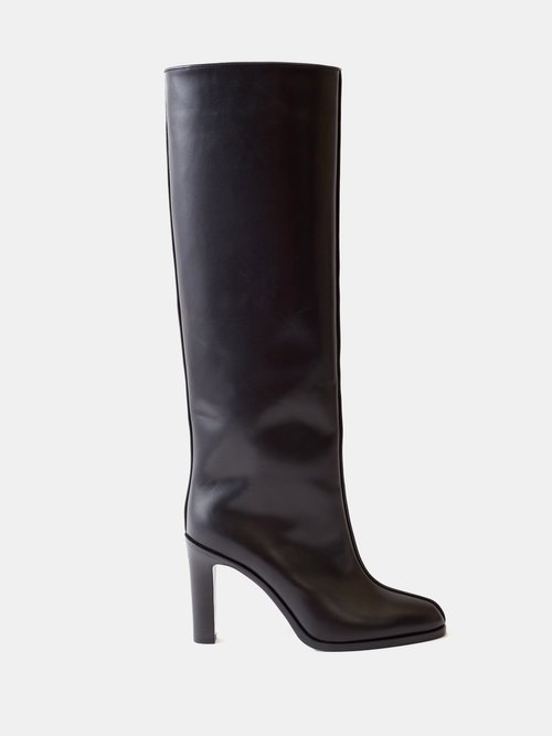 Wide Shaft 100 Leather Knee-high Boots
