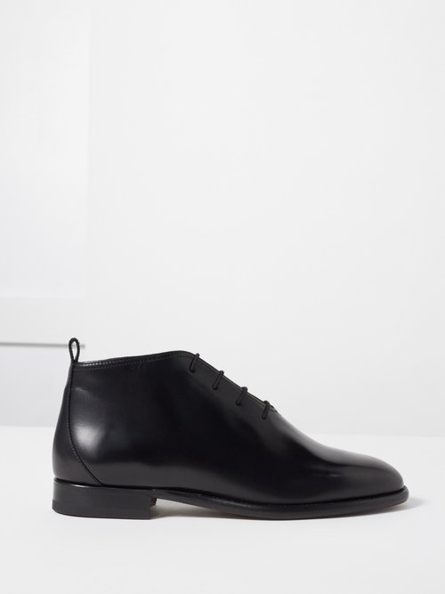 The Row Grant Lace-up Leather Ankle Boots In Black