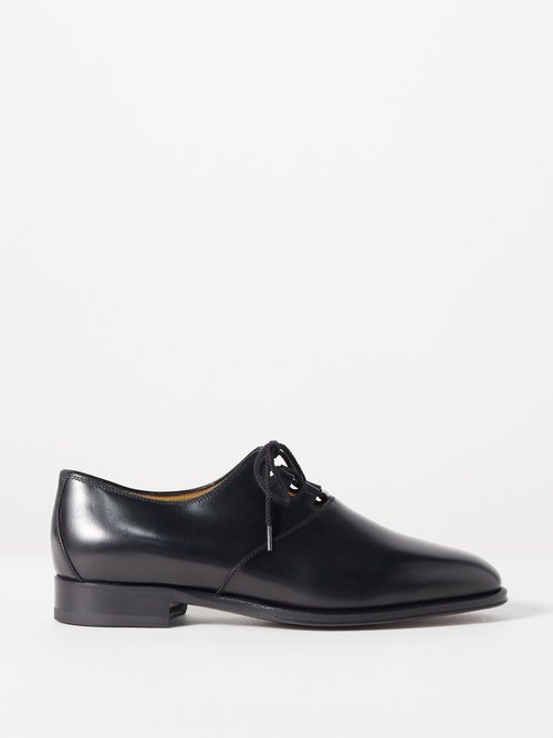 The Row Grant Leather Ghillie Shoes In Brown