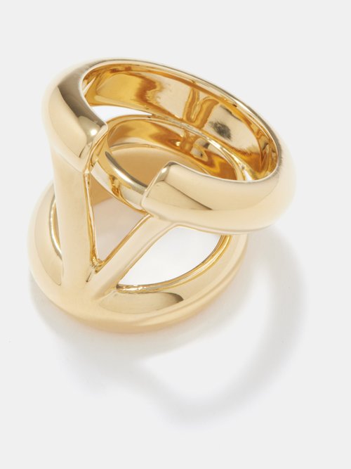 Valentino Garavani, V-logo Ring, Womens, Yellow Gold