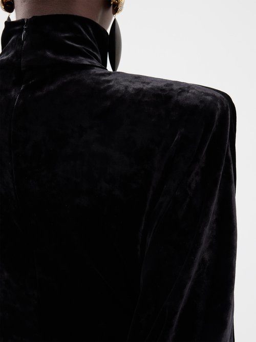 Alexandre Vauthier logo-appliqué velvet hoodie - Black