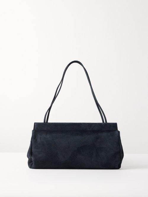 The Row Abby Suede Shoulder Bag In Black