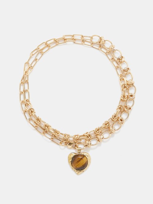 By Alona - Luca Tiger's Eye & 18kt Gold-plated Necklace - Womens