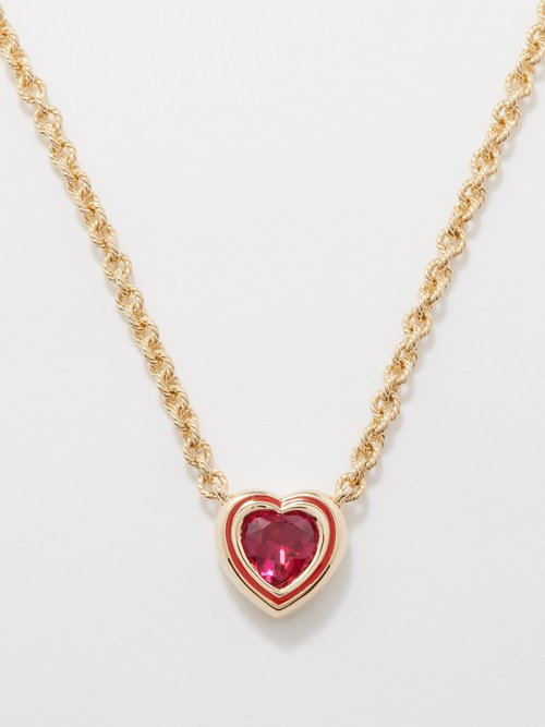 Alison Lou Madison Ruby, Enamel & 14kt Gold Necklace