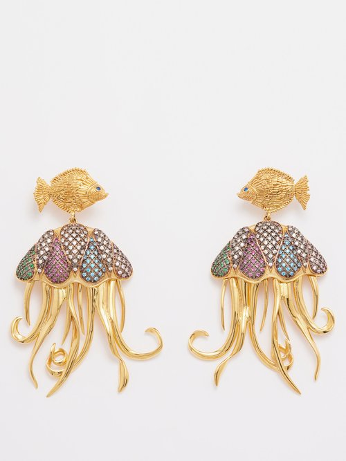 Begüm Khan Mini Fish And Jellyfish 24kt Gold-plated Earrings