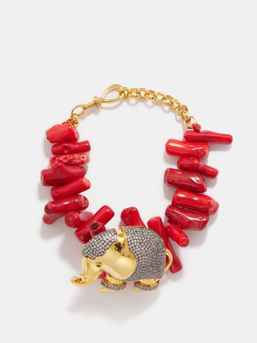 Begüm Khan Elephant Faux-coral & 24kt Gold-plated Bracelet