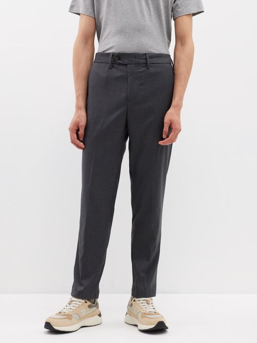 whitesand - flat-front twill straight-leg trousers mens dark grey