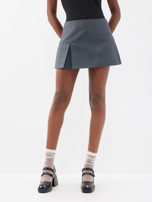 SHUSHU/TONG Single-pleat Twill Mini Skirt