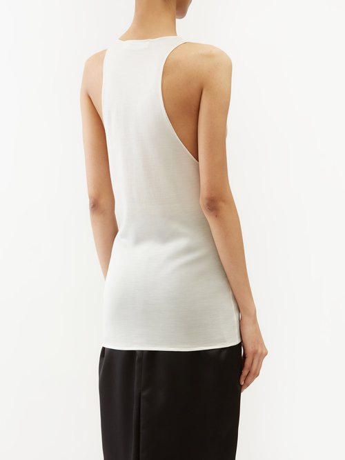 Silk satin crêpe tank top in white - Saint Laurent