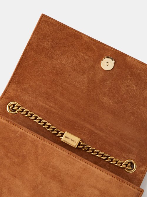 Saint Laurent Women's Kate Medium Crossbody Bag in Suede - Camel