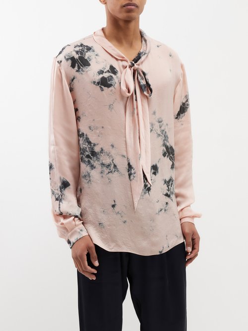 Delos Rambert Scarf-tie Shibori-dyed Satin Shirt