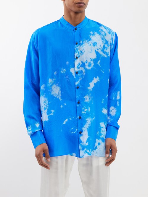 Delos Kalisto Shibori-dyed Silk-habotai Shirt