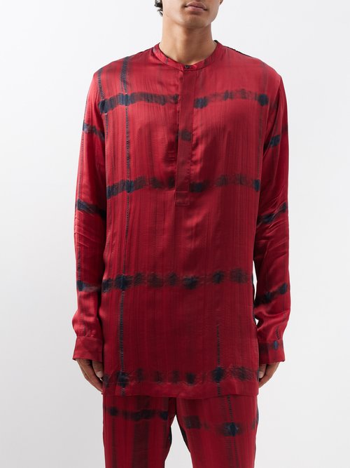 Delos Leonard Shibori-dyed Satin Tunic Shirt