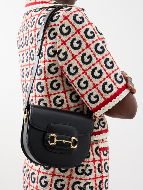 Black 1955 Horsebit leather cross-body bag, Gucci