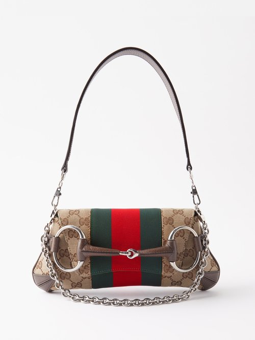 Beige 1955 Horsebit GG-Supreme canvas and leather bag, Gucci