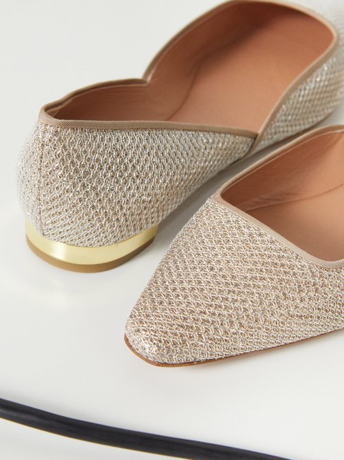 Aquazzura crystal-buckle leather ballerina shoes - Gold